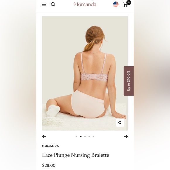 Momanda Lace Nursing Bralette, Size 38D - Picture 2 of 3